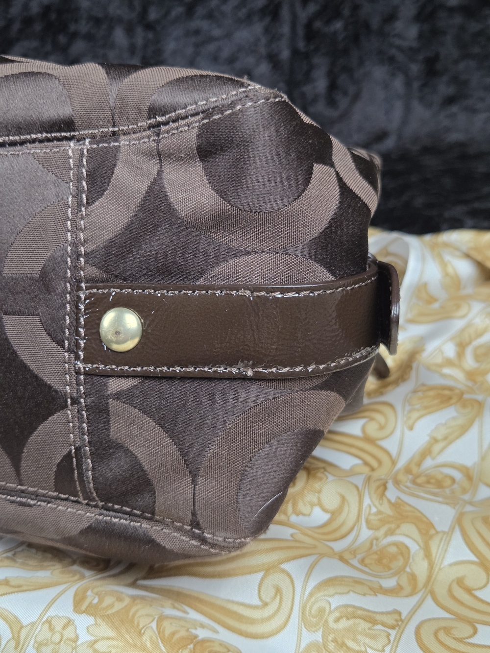 Coach Madison Op Art Maggie Shoulder Bag Brown Signature Sateen Style 14305 - Picture 11 of 16